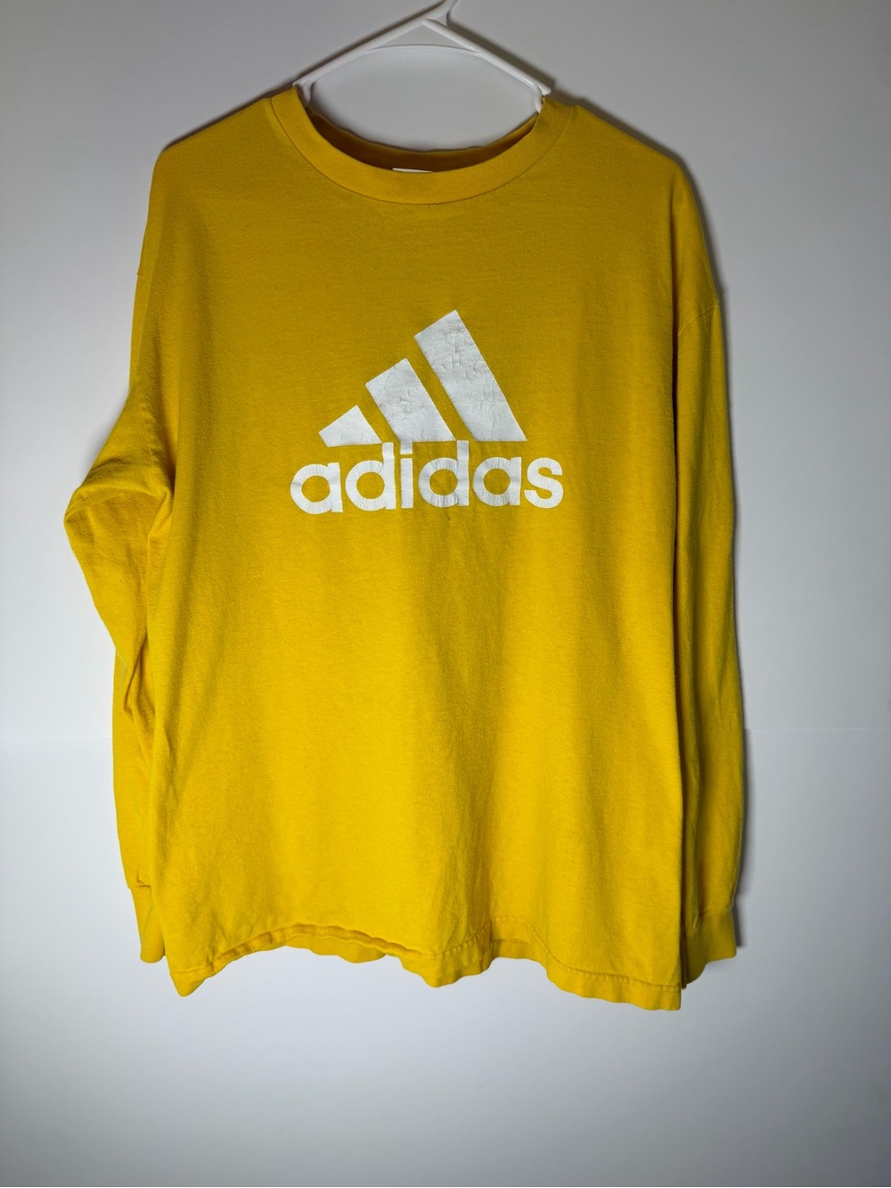 Y2K adidas Yellow Long Sleeve Logo Tee
